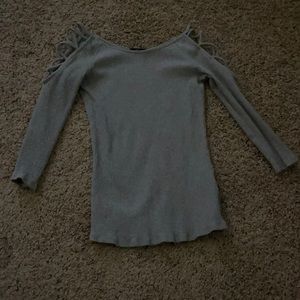 mid sleeve gray textured shirt